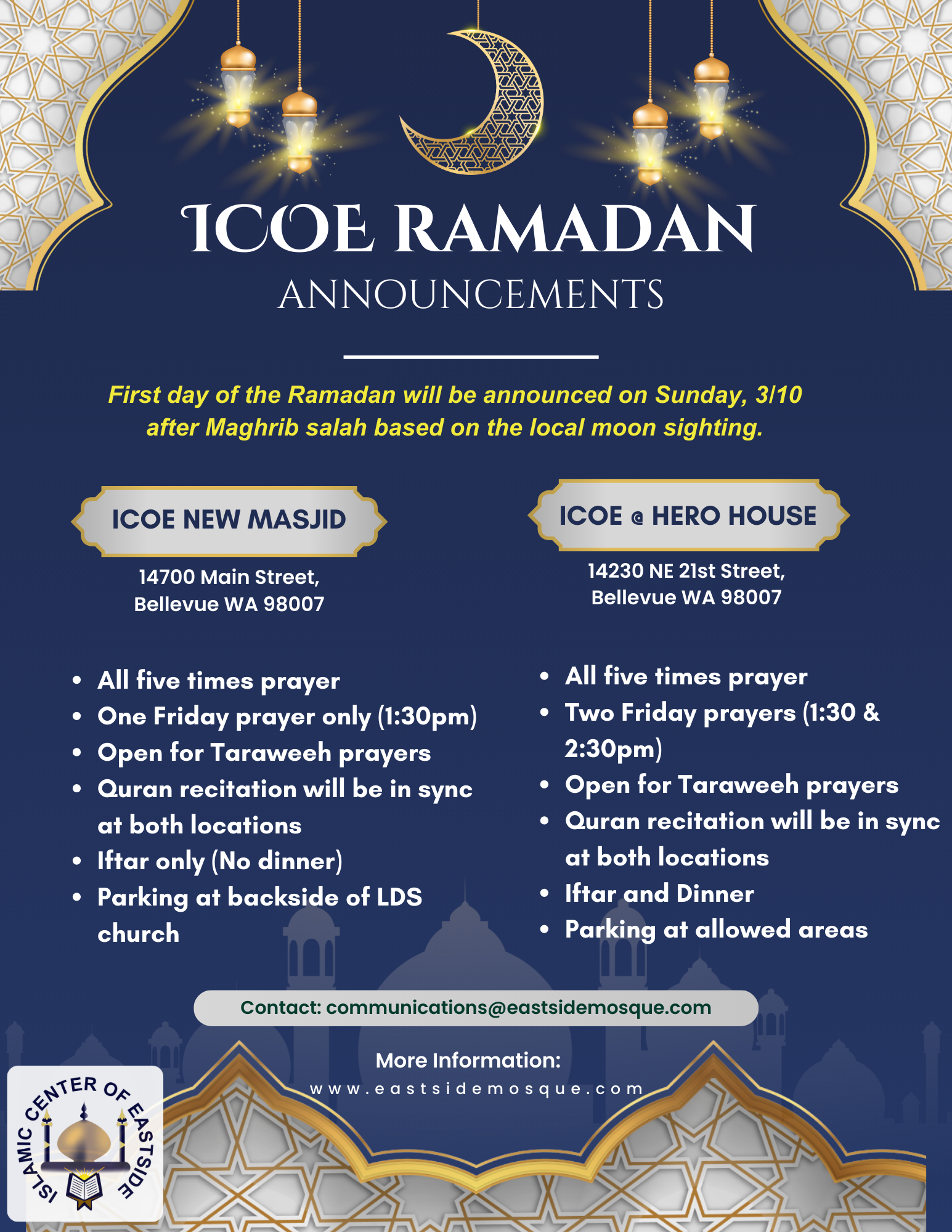 ICOE Ramadan Announcement